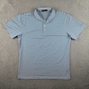 G Fore Golf Polo Shirt Men 2XL Blue White Striped Short Sleeve Performance Hyatt